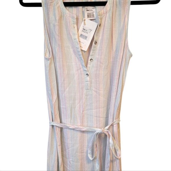 Splendid Women's White Pastel Stripe Tiered Dress Size L NWT - Picture 3 of 6